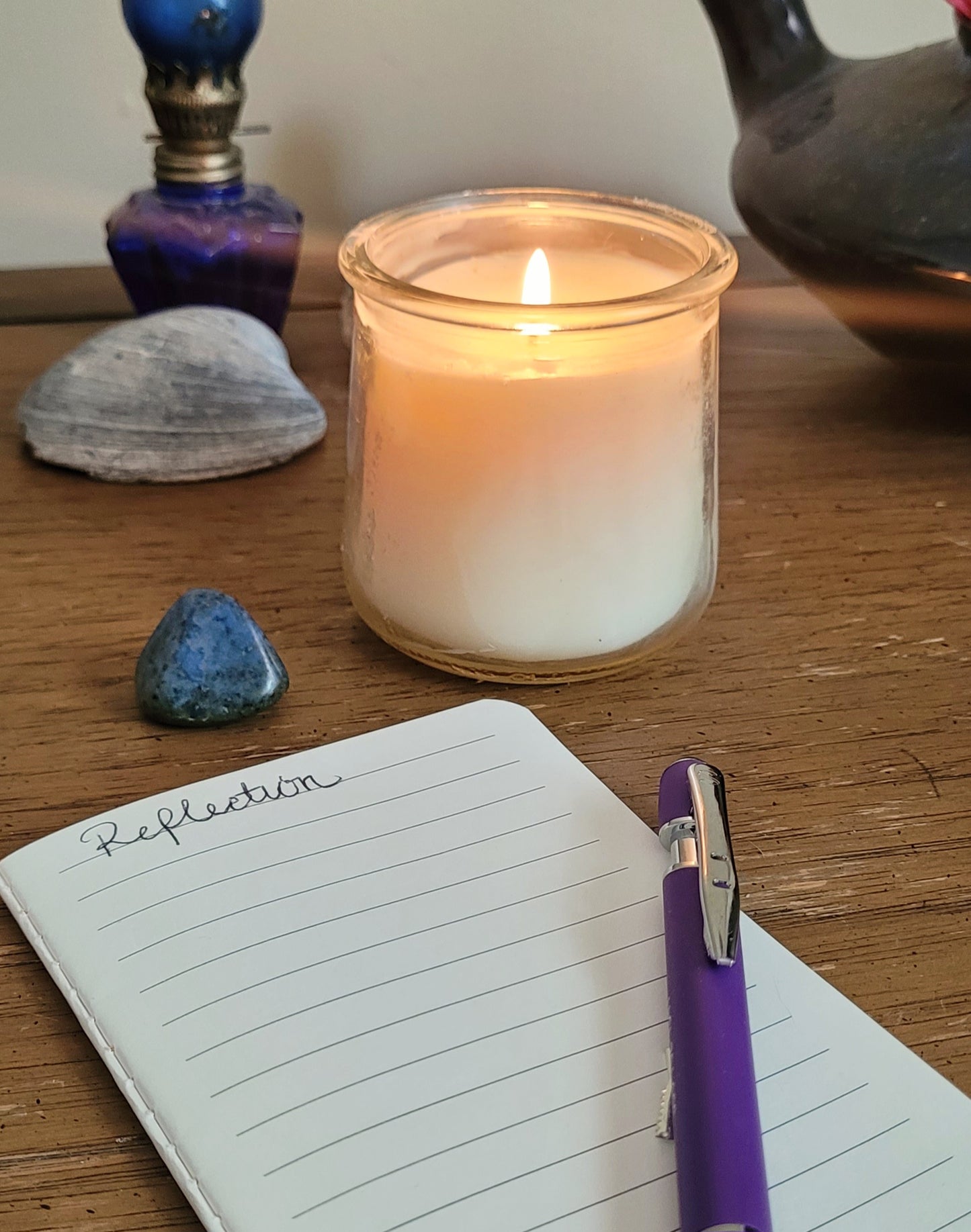 Meditation Candle & Palm Stone